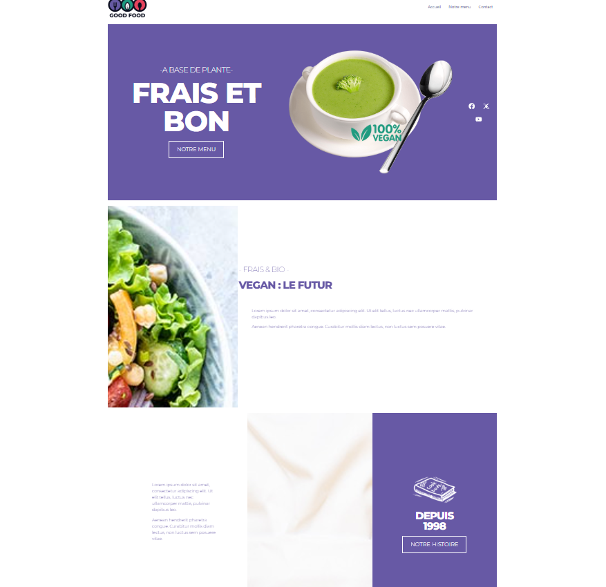Capture d’écran du site Good Food créé avec WordPress
